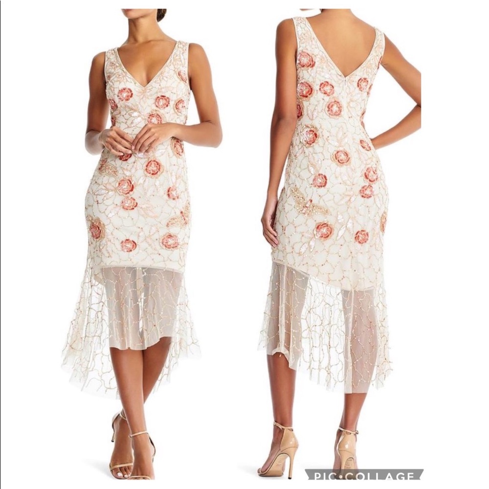 Aidan Mattox beaded hi and low sleeveless dress - Picture 2 of 7